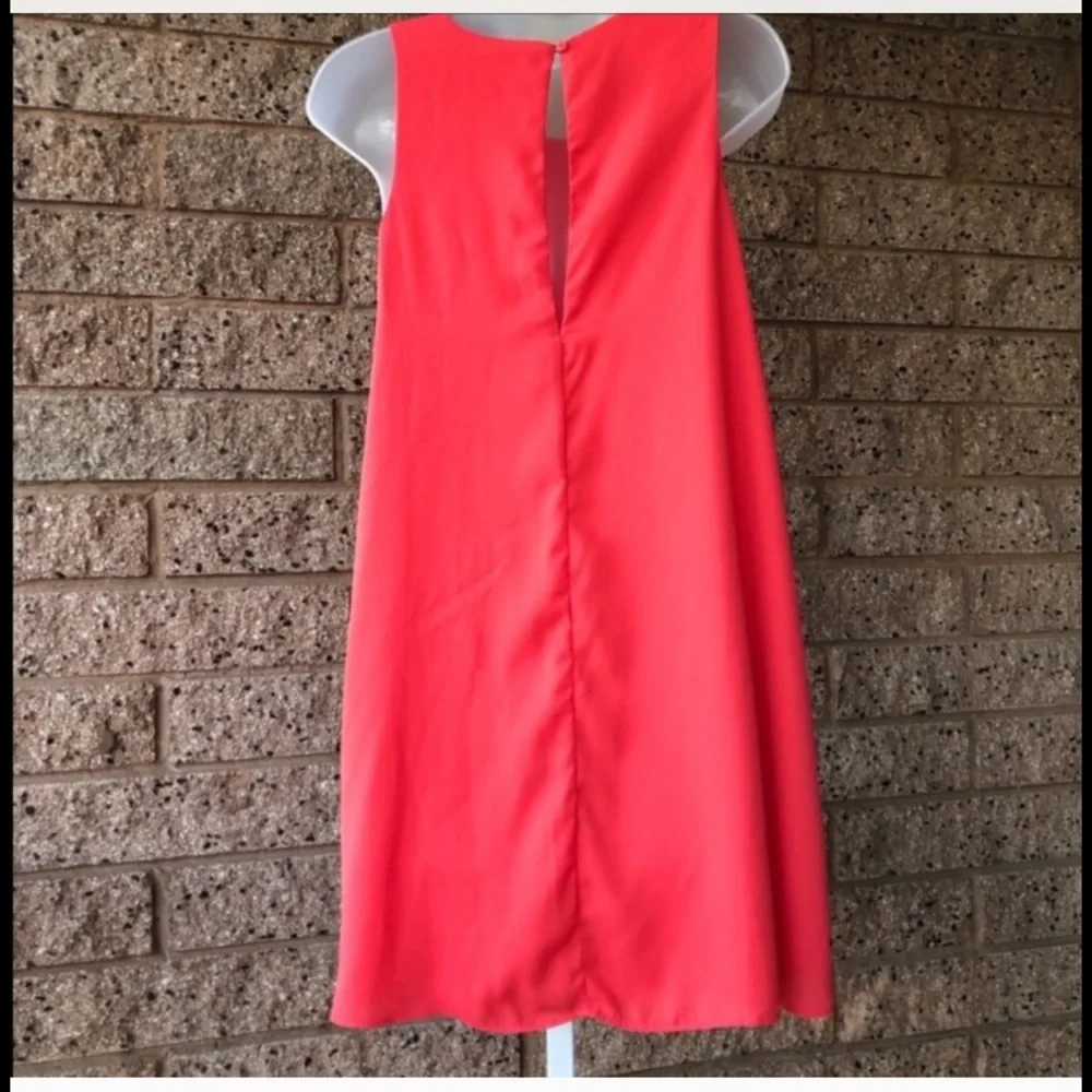 Sans Souci Sleeveless Chiffon Red Shift Dress | S - Picture 3 of 7
